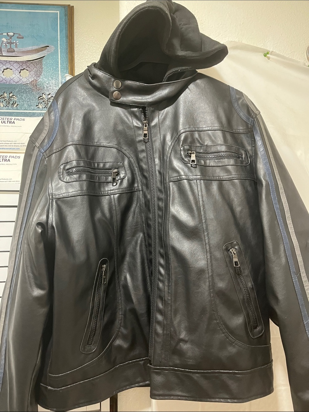 Vintage Whispering Smith Hoodie Plastic Leather Jacket  Size XL .